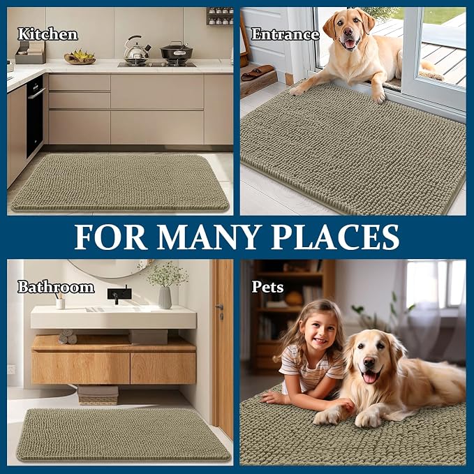 OLANLY Dog Door Mat for Muddy Paws 54x32, Super Absorbent Chenille Mud Mat | - Image 8