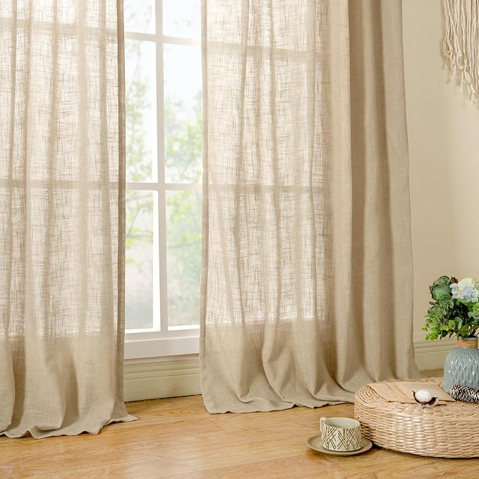 Brown Linen Cafe Curtains 30 Inch Length - Image 9