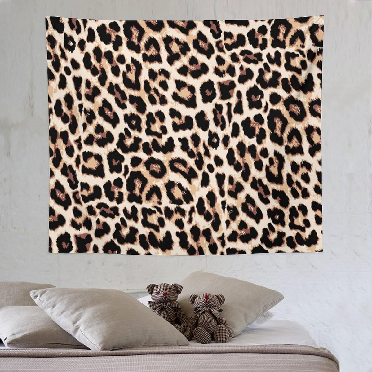 HZOHNAGO Leopard Print Tapestry Rustic Brown Leopard Wild Animal Printed Wall Tapestry Painting Wall Hanging for Bedroom Living Room Dorm 60" W x 50" H