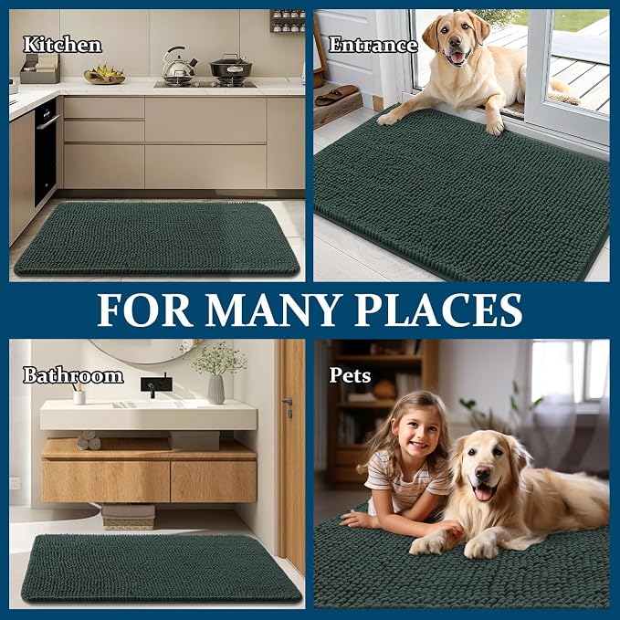 OLANLY Dog Door Mat for Muddy Paws 32x20, Super Absorbent Chenille Mud Mat | - Image 8