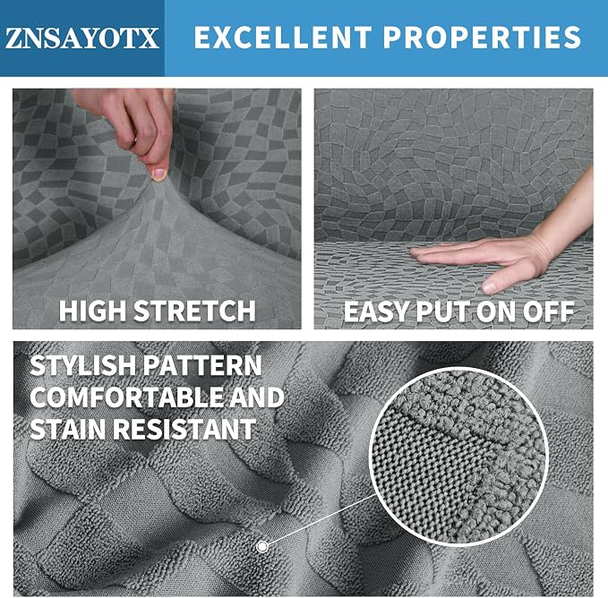 ZNSAYOTX 1 Piece Stretch Oversized Sofa Covers, New Plaid Couch Cover - Image 3