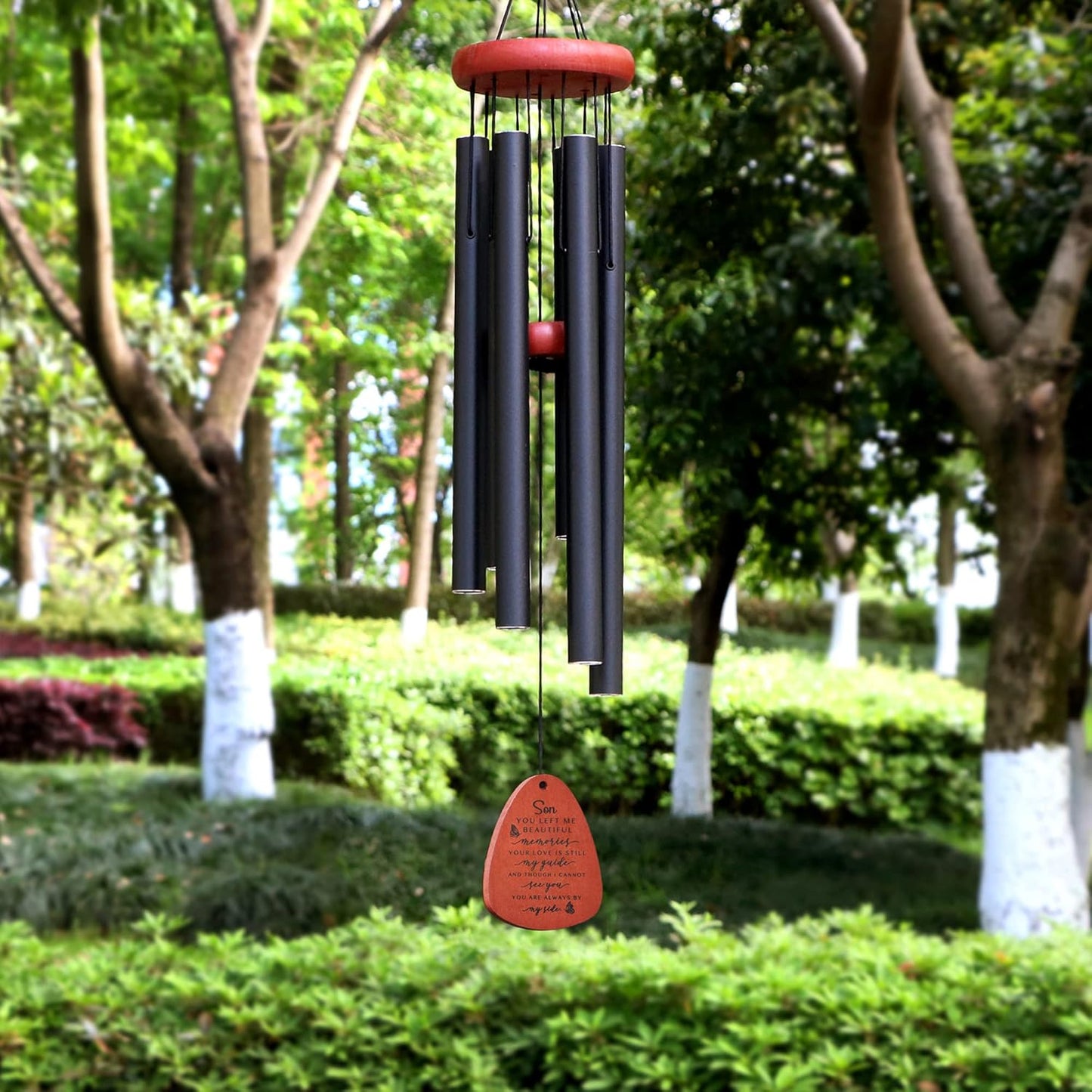 Memgift Memorial Wind Chime for Loss of Son - Outdoor Sympathy Gift for Bereavement - 32 Inch Remembrance Chime - Garden, Patio & Yard Wind Chimes for Loved One