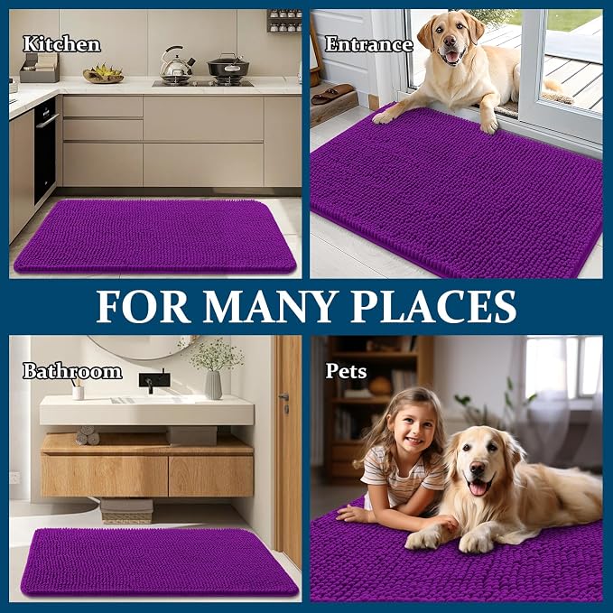 OLANLY Dog Door Mat for Muddy Paws 44x24, Super Absorbent Chenille Mud Mat | - Image 8