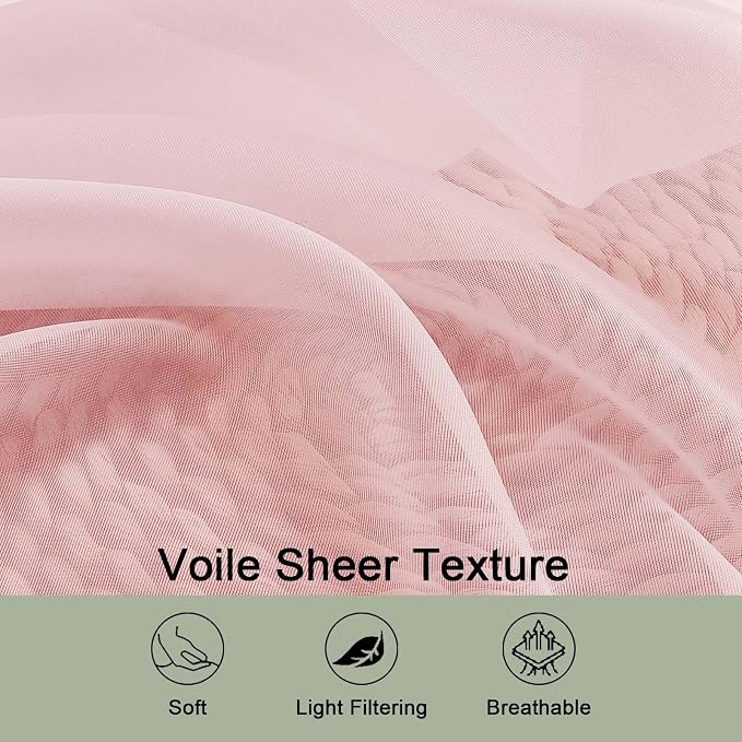 OWEINE Sheer Curtains 78 Inches Long 2 Panels Set, Rod Pocket Fimly Voile Solid - Image 9