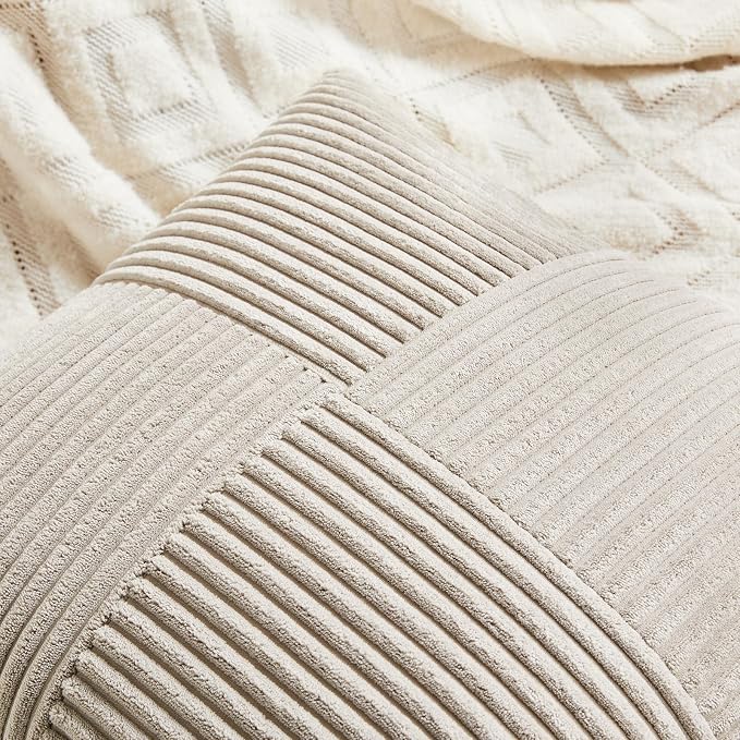 Fancy Homi 2 Packs Neutral Taupe Euro Decorative Throw Pillow Covers 28x28 Inch - Image 4