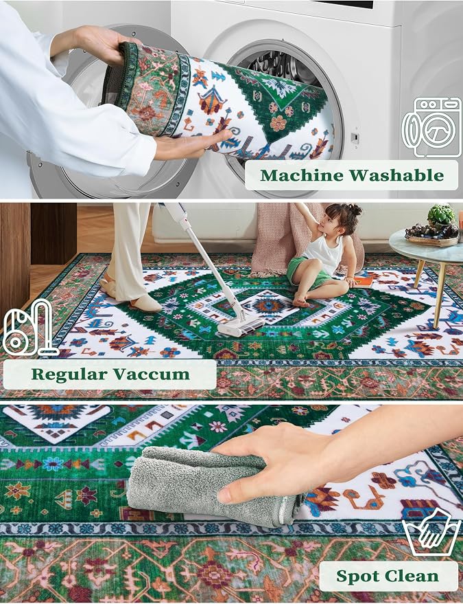 SERISSA 2'6"x14' Washable Non Slip Boho Runner Rug - Image 3