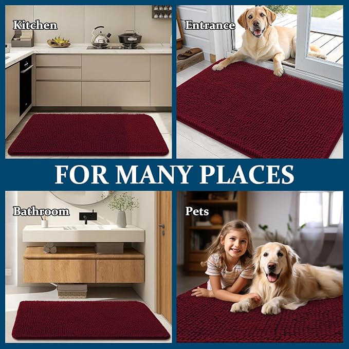 OLANLY Dog Door Mat for Muddy Paws 44x32, Super Absorbent Chenille Mud Mat | - Image 8