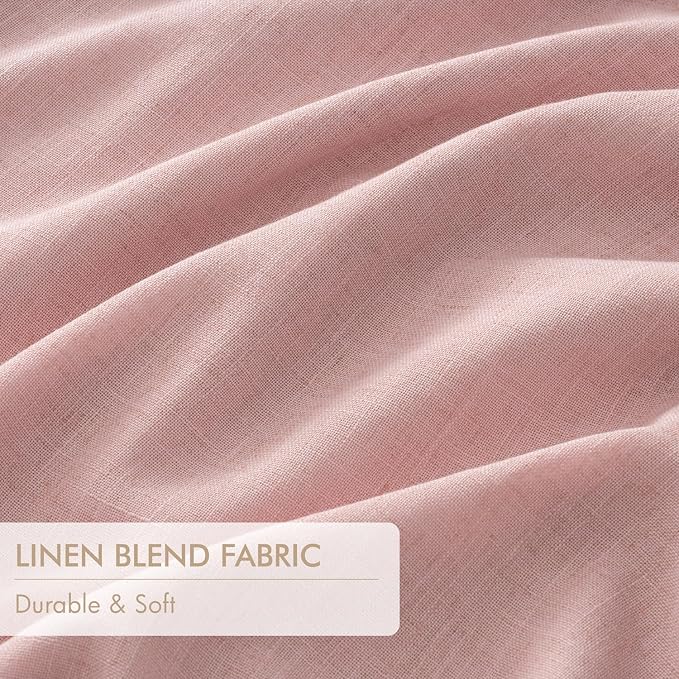 MIULEE Pink Pinch Pleated 100% Blackout Linen Curtains 40x108 Inches | Room - Image 6