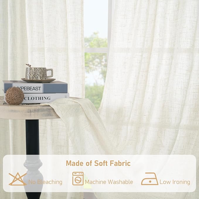 Light Filtering Linen Curtains 63 inches Long - Image 8