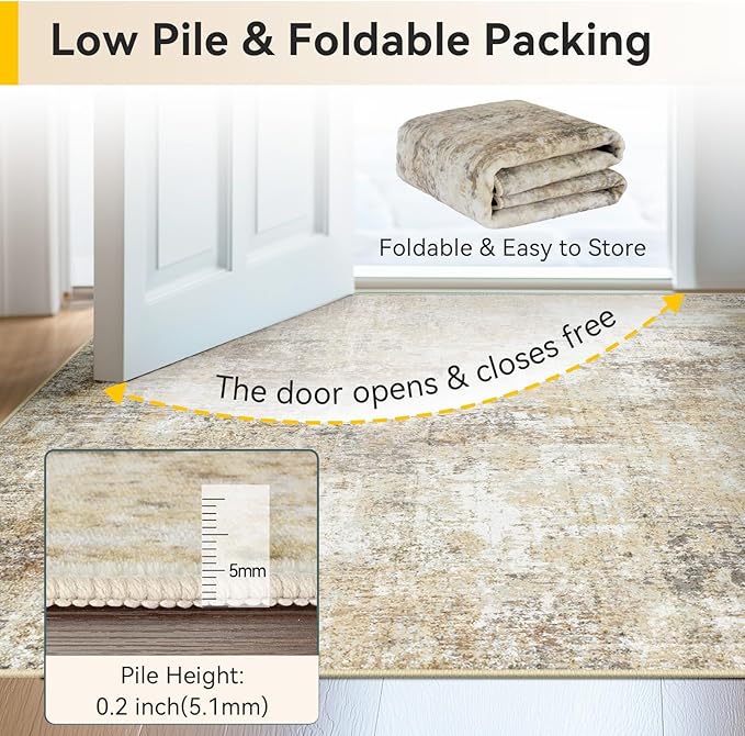 RELEANY Washable 4'x6' Abstract Area Rug - Image 7