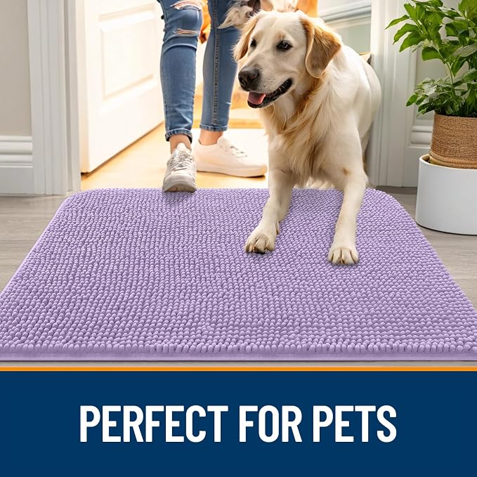 OLANLY Dog Door Mat for Muddy Paws 47x32, Super Absorbent Chenille Mud Mat | - Image 6