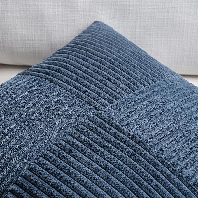 Fancy Homi 2 Packs Dusty Blue Decorative Throw Pillow Covers 20x20 Inch - Image 3