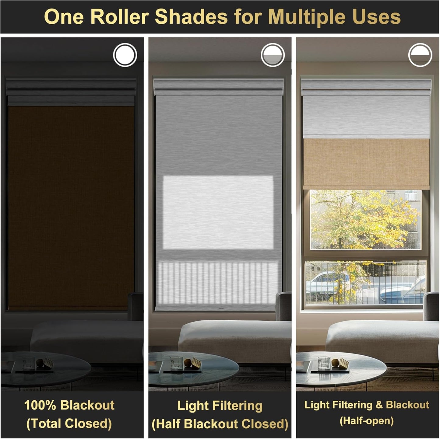 BERISSA Cordless Dual Roller Shades with Cassette Valance,Double Window Shades Blackout and Light Filtering Shades,Day and Night Roller Shades for Home Office Door.Linen Beige and White.72 W x 72" H