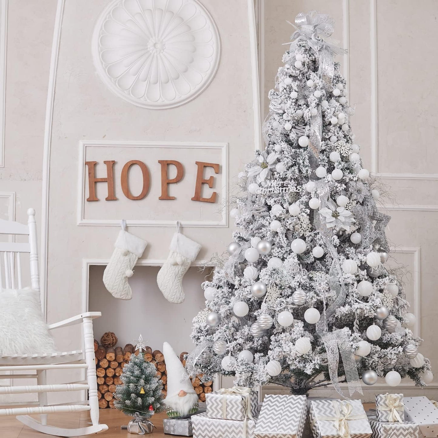 XmasExp 24ct Christmas Ball Ornaments Shatterproof Xmas Tree Hanging Balls Decorations Perfect for Halloween Decorations Holiday Wedding Christmas Decor(2.36"/60mm, White)