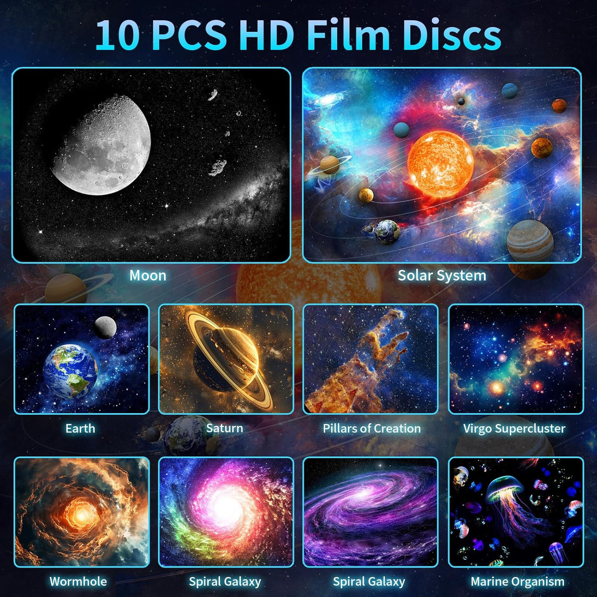 [2025 Upgraded] Galaxy Projector, HD Brighter Wider Projection Planetarium Star Projector with 7-Color Night Light Realistic Starry Sky Space Solar System Moon Nebula for Bedroom Ceiling Room Decor