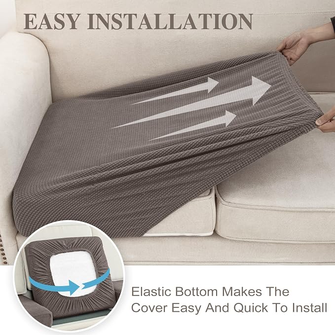 LA MEACK Couch Cushion Cover Seat Cushion Cover Stretch Armchair Cover Separate - Image 5