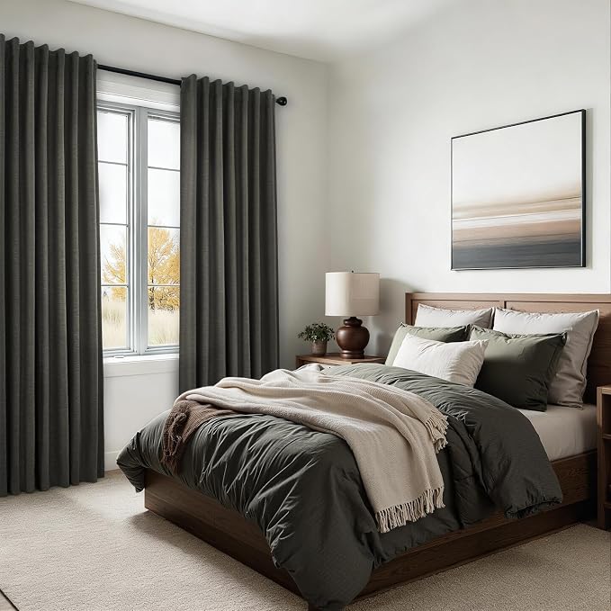 Dark Grey 100% Blackout 132 Inch Long Curtains - Image 6