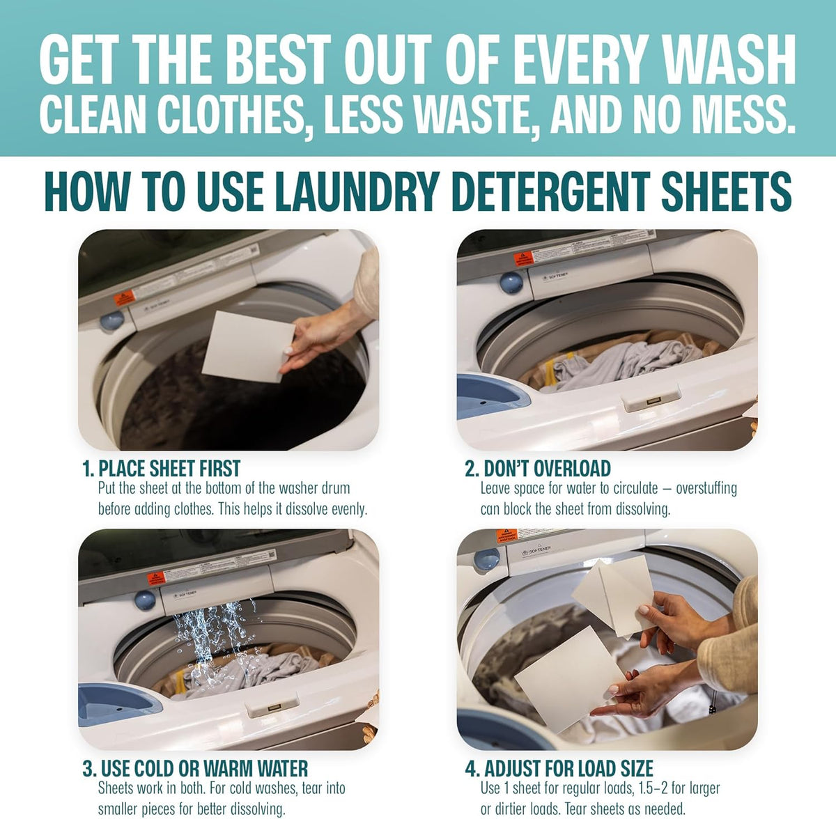 Sudstainables Laundry Detergent Sheets (60 Loads) – Eco-Friendly, Zero Waste, Plastic-Free Laundry Washing Machines Soap Sheets; Dissolvable, Space-Saving Strips for Travel (Unscented)