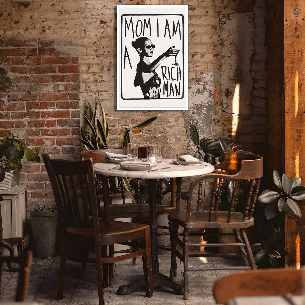 Liyark Mom I Am A Rich Man Aesthetic Retro Music Goblet Poster Feminist canvas Wall Art Vintage Bar Cart Wall Decor Preppy Dorm Decor Unique Wall Art prints painting 24x36in Unframed