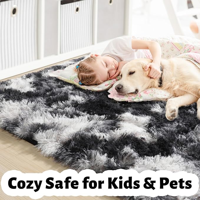 Amdrebio Black White Grey Small Mini Rug 2x3 - Image 7