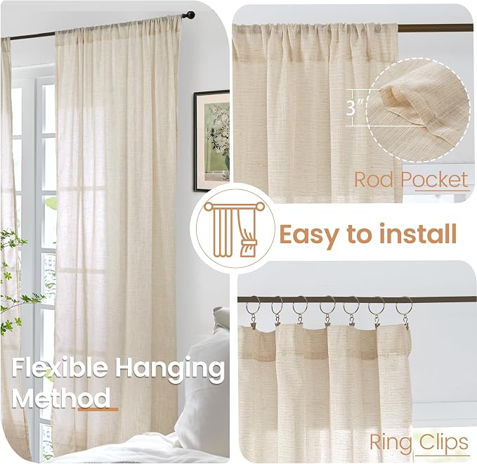 BGment Natural Linen Curtains 54 Inch Length - Image 6