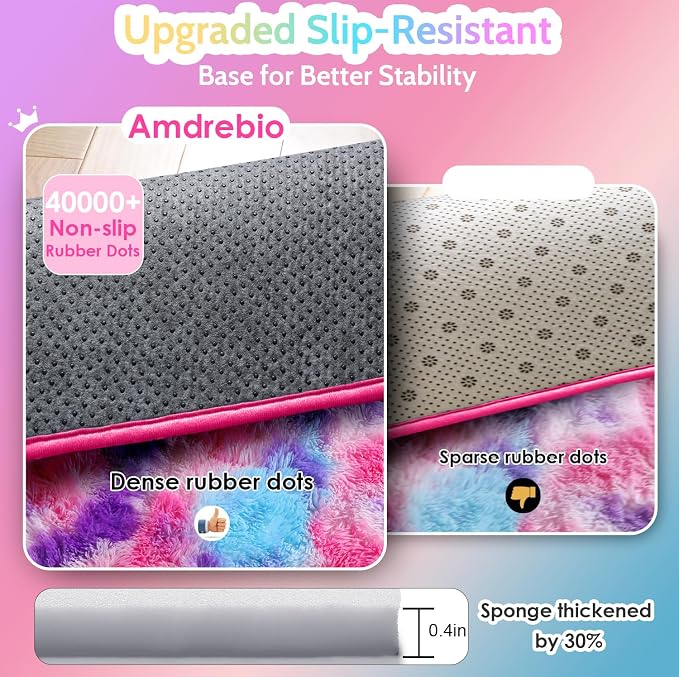 Amdrebio Pink Blue Purple Fuzzy Area Rug 5x7 - Image 6