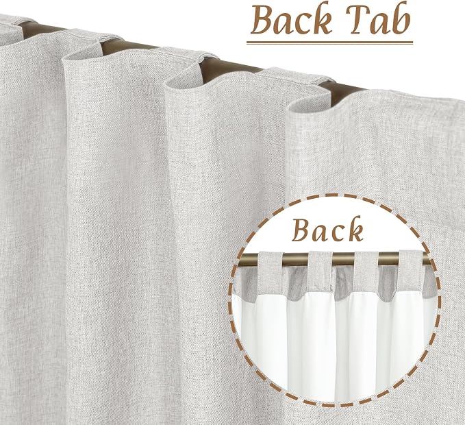 100% Blackout Linen Curtains 48 Inch Length - Image 2