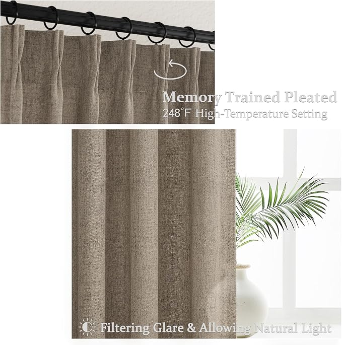 Dark Flax 60 Inch Wide Light Filtering Curtains 90 Inches Long 2 Panels - Image 4