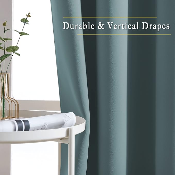 NICETOWN Blackout Greyish Blue Kitchen Curtains, Grommet Thermal Insulated - Image 5