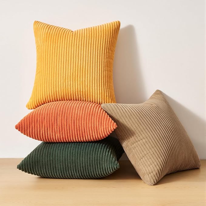 Topfinel Striped Pillow Covers 20x20 Boho Farmhouse Green Rust Set of 4 Mordern - Image 7