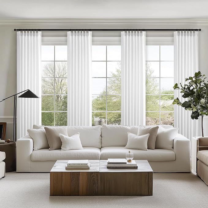 Topfinel 105 Inch Curtains 2 Panels Set, Two Packs Pinch Pleat Back Tab Linen - Image 8