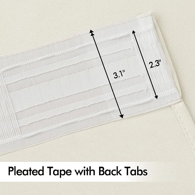 MIULEE Beige White Back Tab Blackout Curtains 52x90 Inch Long 2 Panels Set | - Image 4