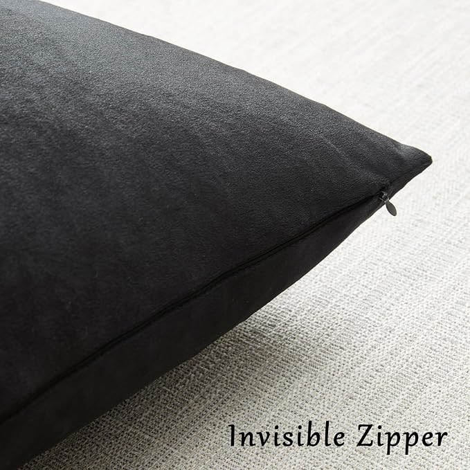 GIGIZAZA Black Velvet Pillow Covers 16x16 Decorative Pillows Pack of 2 | Throw - Image 3