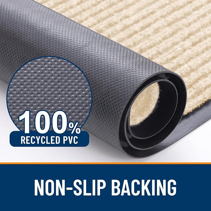 OLANLY 2-Pack Front Door Mats 59x34, Waterproof Heavy-Duty Doormats | Beige - Image 3