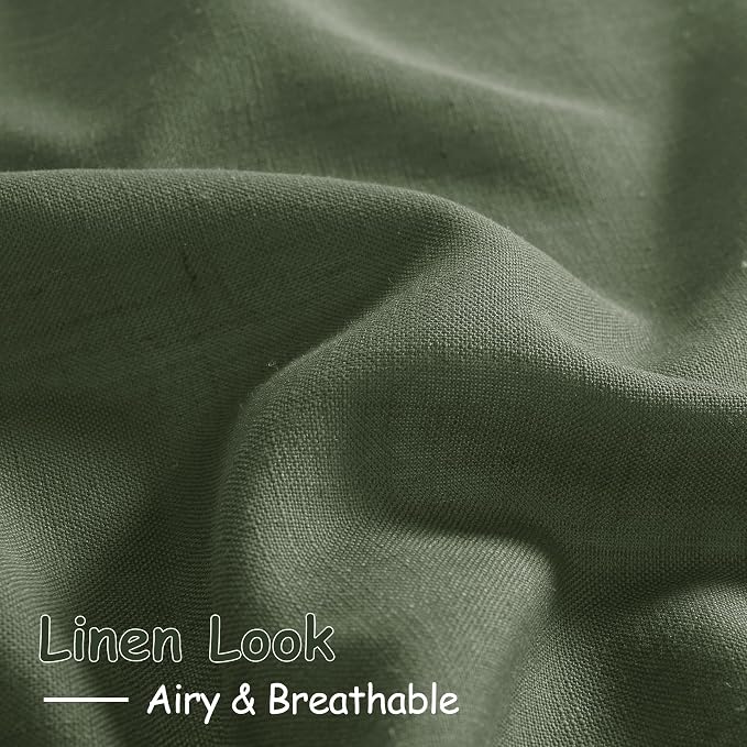 Forest Green Linen Curtains 108 Inches Long - Image 3