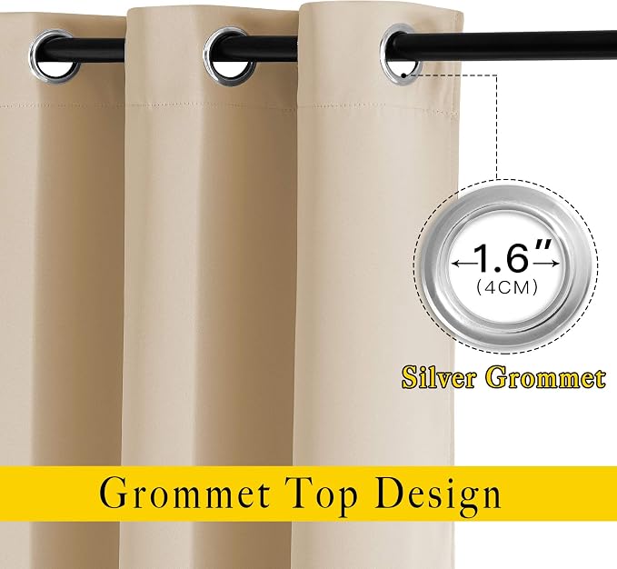 NICETOWN Beige Room Darkening Curtains Blackout 40 inch Curtains - Image 2
