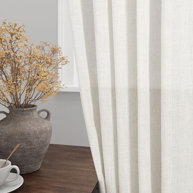 Cream Kitchen Cafe Curtains 40 Inch Length 2 Panel Set Back Tab Pocket Semi - Image 2