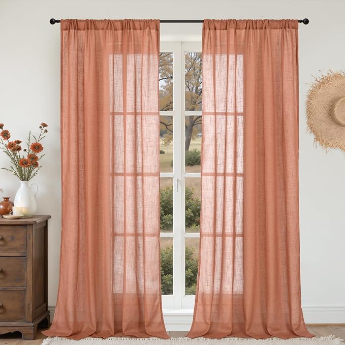 BGment Terracotta Linen Curtains by BGment