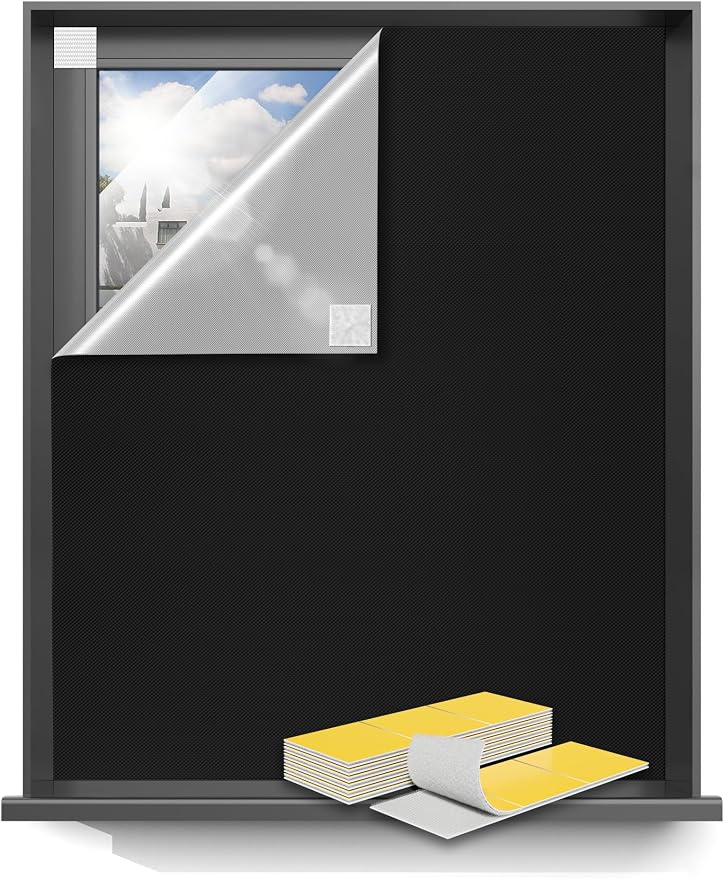 Blackout Curtains 48"x36" Portable No Drill Black Out Window Cover | 100% by Sumobaby