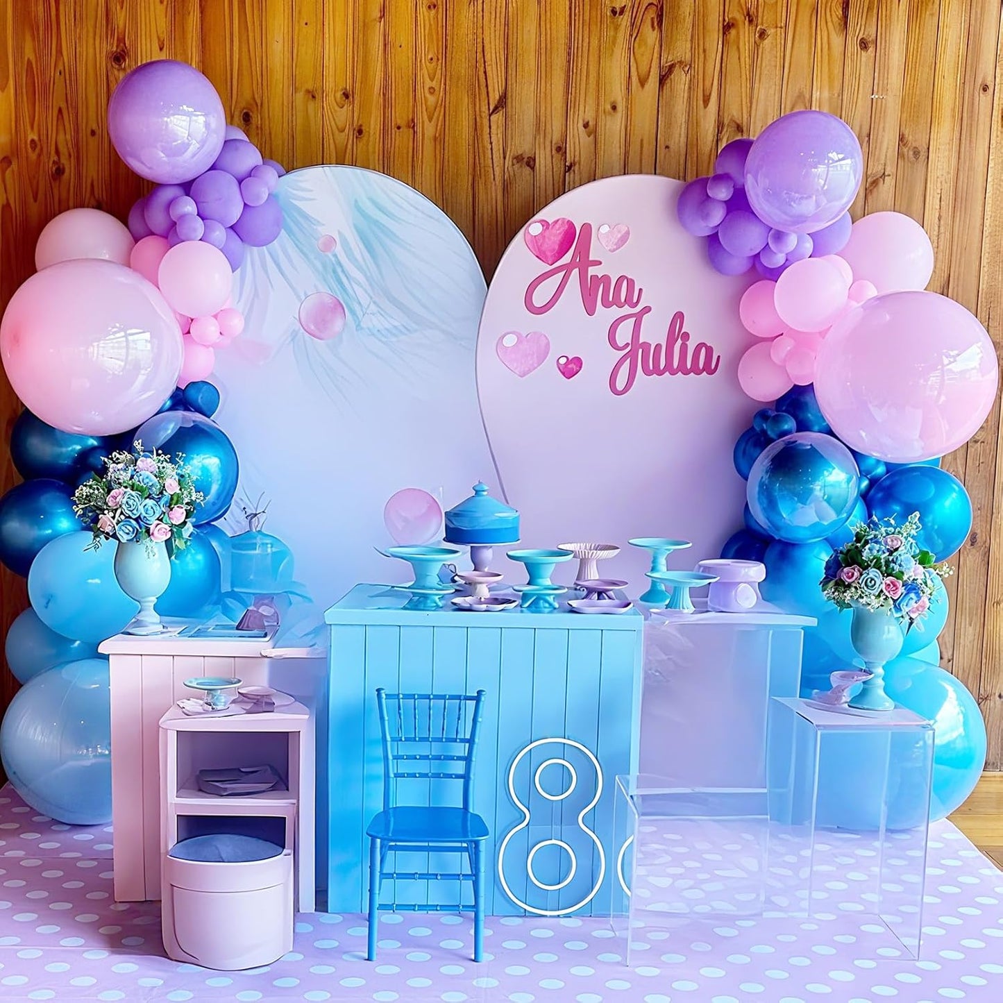 Pink and Blue Balloons 12 Inch Pastel Metallic Blue Baby Light Pink Chrome Latex Balloon Confetti Balloon for Kids Girls Hawaiian Summer Gender Reveal Wedding Birthday Baby Shower Party Decor