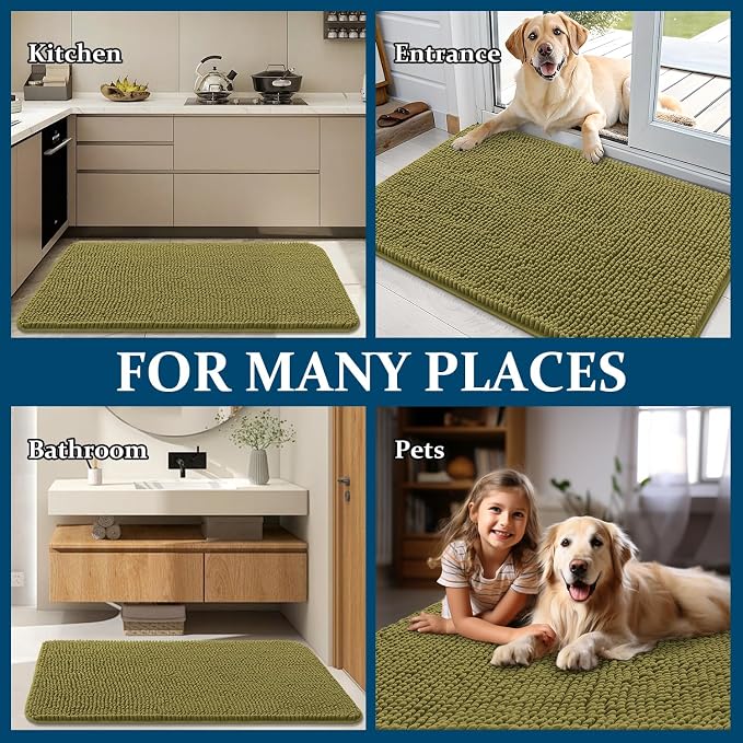OLANLY Dog Door Mat for Muddy Paws 59x35, Super Absorbent Chenille Mud Mat | - Image 8