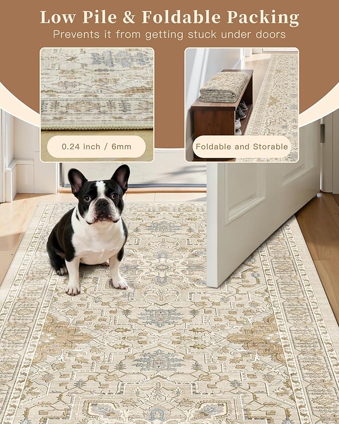 Madane 5x7 Area Rugs for Living Room, Non-Slip Washable Rug, Soft Low Pile - Image 6
