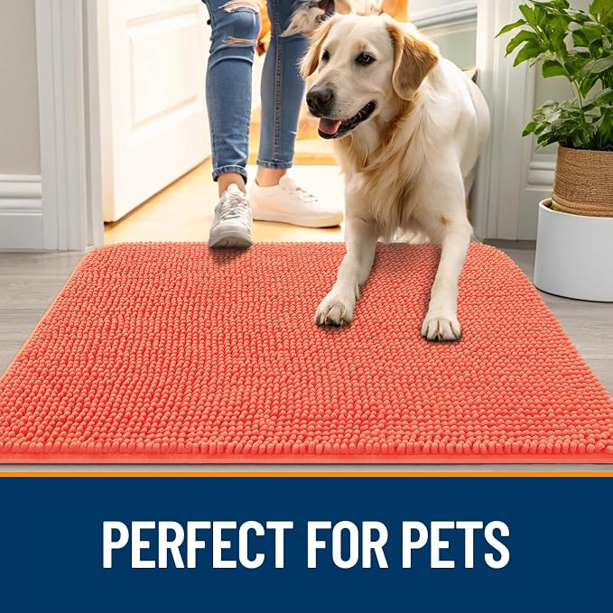 OLANLY Dog Door Mat for Muddy Paws 50x30, Super Absorbent Chenille Mud Mat | - Image 6