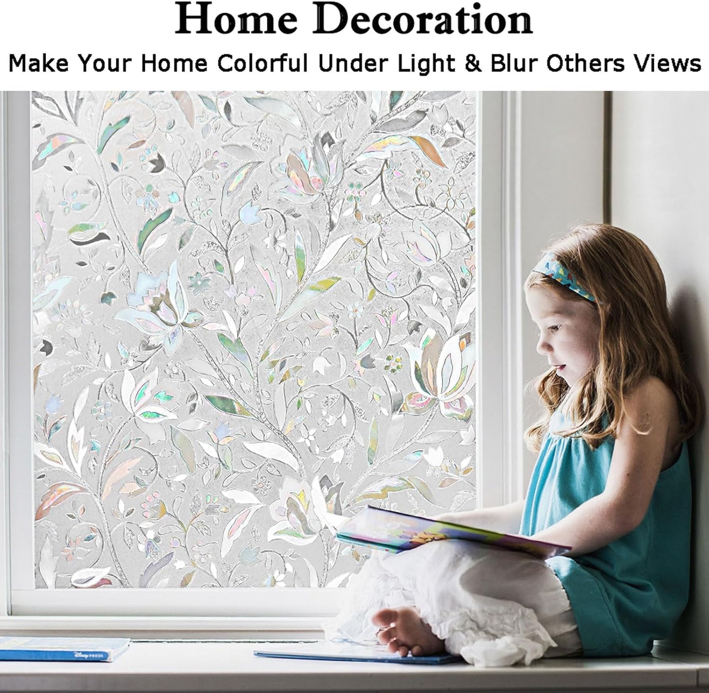 Kromapolis Window Film Privacy Frosted - Stained Glass Decorative Film, Non-Adhesive, No-Glue (29.5 x 118.1 inch)