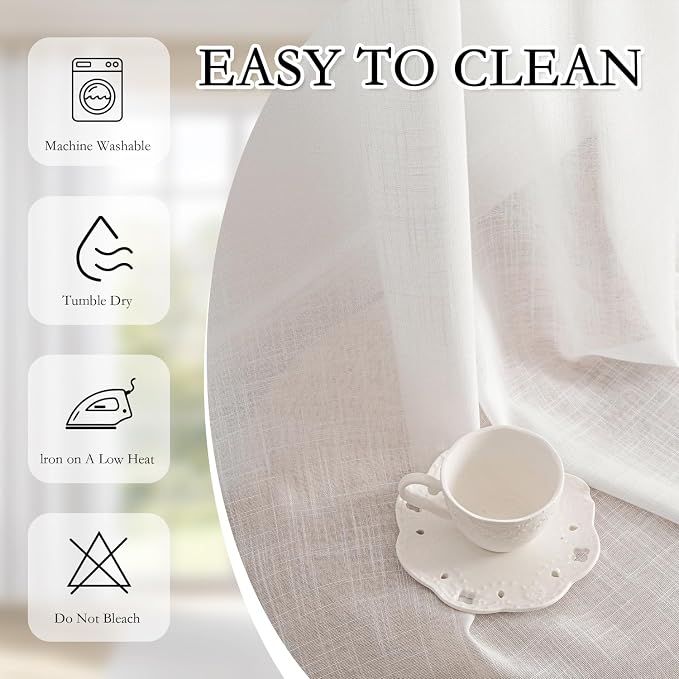 MYSKY HOME White Sheer Curtains 63 inch Length - Image 7