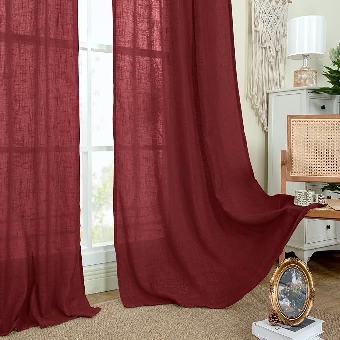 Semi Sheer Linen Curtains 45 Inches Long - Image 9