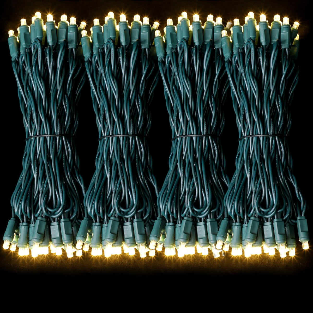 50Count String Lights, LED Christmas Lights, 6" SPACING,Green Wire,Warm White,Commercial Grade