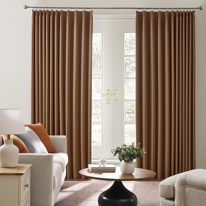 Cappuccino Brown Mocha Curtains 40x90 Inches Long 2 Panels Set, Pinch Pleated - Image 4