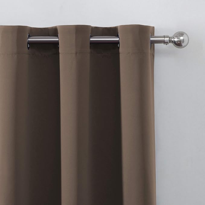 Chocolate Brown Thermal Blackout Curtains/38 x 84 Inch/Set of 2 Panels Room - Image 7