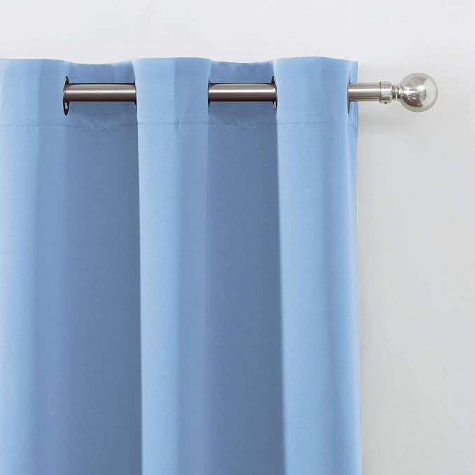 Sky Blue Thermal Blackout Curtains/52 x 63 Inch/Set of 2 Panels Room Darkening - Image 7